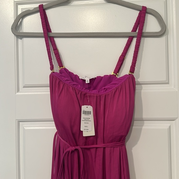 Soma Crinkle Satin Maxi Bra Dress Large NEW SOLD OUT online! Fuscia - Picture 2 of 4